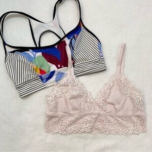 JoyLab & Aerie bra bundle colorful abstract or soft pink lace size medium‌‌‌